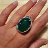 Artistic Green Ring, Emerald Ring, Created Emerald, Green Ring, Statement Ring, Solid Silver Ring, Artistic Design Ring, Created Emerald