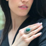 Green Vintage Ring, Natural Chrysocolla, Chrysocolla Ring, Vintage Ring, Statement Ring, Antique Ring, Massive Ring, Solid Silver Ring