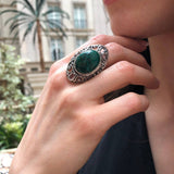 Green Vintage Ring, Natural Chrysocolla, Chrysocolla Ring, Vintage Ring, Statement Ring, Antique Ring, Massive Ring, Solid Silver Ring