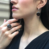 Smoky Topaz Ring, Natural Smoky Topaz, December Ring, Round Silver Ring, Topaz Ring, Brown Vintage Ring, Statement Ring, Solid Silver Ring