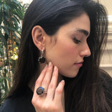 Smoky Topaz Ring, Natural Smoky Topaz, December Ring, Round Silver Ring, Topaz Ring, Brown Vintage Ring, Statement Ring, Solid Silver Ring