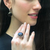 Smoky Topaz Ring, Natural Smoky Topaz, December Ring, Round Silver Ring, Topaz Ring, Brown Vintage Ring, Statement Ring, Solid Silver Ring