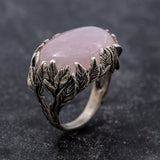 Statement Ring, Rose Quartz Ring, Natural Rose Quartz, Leaf Ring, January Birthstone, Vintage Rings, Pink Ring, Silver Ring, Rose Quartz