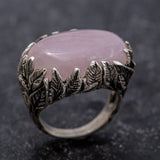 Statement Ring, Rose Quartz Ring, Natural Rose Quartz, Leaf Ring, January Birthstone, Vintage Rings, Pink Ring, Silver Ring, Rose Quartz