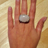 Statement Ring, Rose Quartz Ring, Natural Rose Quartz, Leaf Ring, January Birthstone, Vintage Rings, Pink Ring, Silver Ring, Rose Quartz