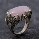 Statement Ring, Rose Quartz Ring, Natural Rose Quartz, Leaf Ring, January Birthstone, Vintage Rings, Pink Ring, Silver Ring, Rose Quartz