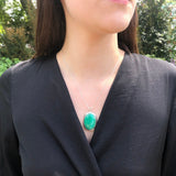 Malachite Pendant, Natural Malachite Necklace , Large Malachite Pendant, Green Malachite Pendant, Silver Oval Pendant, Rare by Adina