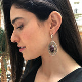 Ruby Earrings, Natural Ruby, Long Earrings, July Birthstone, Vintage Earrings, Teardrop Earrings, Statement Earrings, Solid Silver Earrings