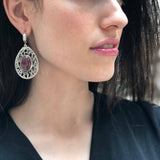 Ruby Earrings, Natural Ruby, Long Earrings, July Birthstone, Vintage Earrings, Teardrop Earrings, Statement Earrings, Solid Silver Earrings