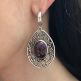 Ruby Earrings, Natural Ruby, Long Earrings, July Birthstone, Vintage Earrings, Teardrop Earrings, Statement Earrings, Solid Silver Earrings