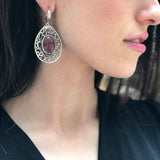 Ruby Earrings, Natural Ruby, Long Earrings, July Birthstone, Vintage Earrings, Teardrop Earrings, Statement Earrings, Solid Silver Earrings