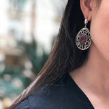 Ruby Earrings, Natural Ruby, Long Earrings, July Birthstone, Vintage Earrings, Teardrop Earrings, Statement Earrings, Solid Silver Earrings