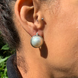 Mabe Pearl Earrings, Natural Pearl, Large Pearl Studs, June Birthstone, Statement Earrings, Rainbow Pearl Earrings, Solid Silver, Mabe Pearl