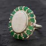 Silver Opal Ring - Victorian Ring, Statement Opal Ring, Natural Opal Ring