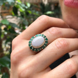 Silver Opal Ring - Victorian Ring, Statement Opal Ring, Natural Opal Ring