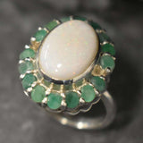 Silver Opal Ring - Victorian Ring, Statement Opal Ring, Natural Opal Ring