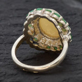 Silver Opal Ring - Victorian Ring, Statement Opal Ring, Natural Opal Ring