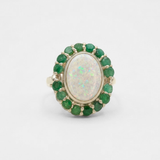 Silver Opal Ring - Victorian Ring, Statement Opal Ring, Natural Opal Ring