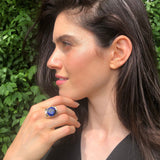 Sapphire Ring, Created Sapphire, Statement Ring, Diamond Ring, Artistic Ring, Lab Diamond Ring, Blue Diamond Ring, Large Ring, Silver Ring