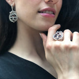 Red Garnet Ring, Natural Garnet Ring, January Birthstone Ring, Silver Statement Ring, Red Vintage Ring, Multistone Ring, Rare by Adina