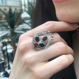 Red Garnet Ring, Natural Garnet Ring, January Birthstone Ring, Silver Statement Ring, Red Vintage Ring, Multistone Ring, Rare by Adina