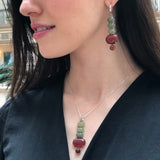 Jade Pendant, Carnelian Pendant, Long Boho Pendant, Artistic Pendant, Statement Pendant, Green Jade Pendant, Long Pendant, Silver Pendant