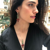 Jade Pendant, Carnelian Pendant, Long Boho Pendant, Artistic Pendant, Statement Pendant, Green Jade Pendant, Long Pendant, Silver Pendant