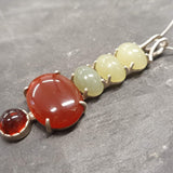 Jade Pendant, Carnelian Pendant, Long Boho Pendant, Artistic Pendant, Statement Pendant, Green Jade Pendant, Long Pendant, Silver Pendant