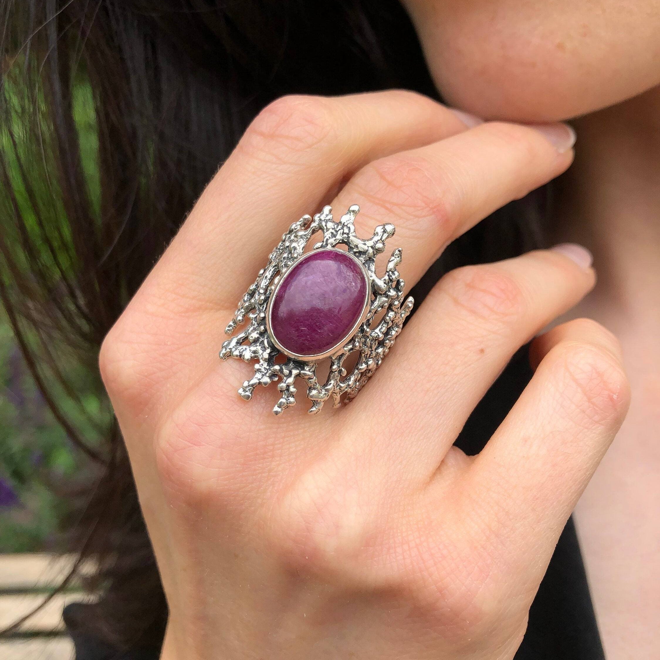 Natural Ruby Ring made in 925 Sterling Silver with Oval Natural Red Ruby in Bezel setting, July Birthstone gift idea, symbolizes nobility, purity, and passion, ideal for everyday wear and perfect for birthday gifting and special occasions.