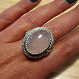 Vintage Ring, Rose Quartz Ring, Natural Rose Quartz, Large Pink Ring, January Birthstone, Statement Rings, Solid Silver Ring, Rose Quartz