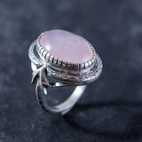 Vintage Ring, Rose Quartz Ring, Natural Rose Quartz, Large Pink Ring, January Birthstone, Statement Rings, Solid Silver Ring, Rose Quartz
