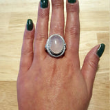Vintage Ring, Rose Quartz Ring, Natural Rose Quartz, Large Pink Ring, January Birthstone, Statement Rings, Solid Silver Ring, Rose Quartz