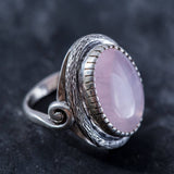 Vintage Ring, Rose Quartz Ring, Natural Rose Quartz, Large Pink Ring, January Birthstone, Statement Rings, Solid Silver Ring, Rose Quartz