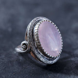 Vintage Ring, Rose Quartz Ring, Natural Rose Quartz, Large Pink Ring, January Birthstone, Statement Rings, Solid Silver Ring, Rose Quartz