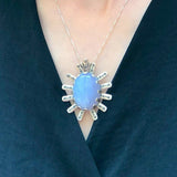 Chalcedony Pendant, Blue Chalcedony, Natural Chalcedony, Asymmetric Pendant, Vintage Silver Pendant, Silver Artisian Pendant, Unique Pendant