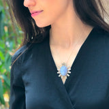 Chalcedony Pendant, Blue Chalcedony, Natural Chalcedony, Asymmetric Pendant, Vintage Silver Pendant, Silver Artisian Pendant, Unique Pendant
