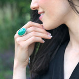Large Malachite Ring, Natural Malachite, Artisan Ring, Vintage Ring, Green Antique Ring, Statement Ring, Large Oval Ring, Solid Silver Ring