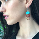 Bohemian Earrings, Multistone Earrings, Long Heavy Earrings, Statement Earrings, Boho Earrings, Silver Earrings, Jasper, Amazonite, Agate
