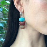 Bohemian Earrings, Multistone Earrings, Long Heavy Earrings, Statement Earrings, Boho Earrings, Silver Earrings, Jasper, Amazonite, Agate