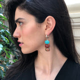 Bohemian Earrings, Multistone Earrings, Long Heavy Earrings, Statement Earrings, Boho Earrings, Silver Earrings, Jasper, Amazonite, Agate