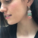Rose Quartz Earrings, Natural Rose Quartz Earrings, Statement Dangling Earrings, Multistone Earrings, Pastel Earrings, Pink Gem Earrings