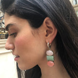 Rose Quartz Earrings, Natural Rose Quartz Earrings, Statement Dangling Earrings, Multistone Earrings, Pastel Earrings, Pink Gem Earrings