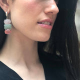Rose Quartz Earrings, Natural Rose Quartz Earrings, Statement Dangling Earrings, Multistone Earrings, Pastel Earrings, Pink Gem Earrings
