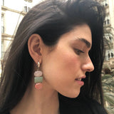 Rose Quartz Earrings, Natural Rose Quartz Earrings, Statement Dangling Earrings, Multistone Earrings, Pastel Earrings, Pink Gem Earrings