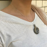 Raw Stone Necklace, Natural Agate, Heavy Pendant, Crystal Necklace, Raw Agate Stone, Unique Pendant, Rough Necklace, Solid Silver Pendant