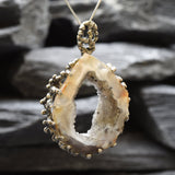 Raw Stone Necklace, Natural Agate, Heavy Pendant, Crystal Necklace, Raw Agate Stone, Unique Pendant, Rough Necklace, Solid Silver Pendant