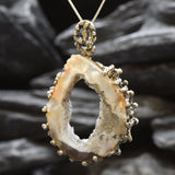 Raw Stone Necklace, Natural Agate, Heavy Pendant, Crystal Necklace, Raw Agate Stone, Unique Pendant, Rough Necklace, Solid Silver Pendant