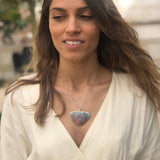 Large Shell Pendant, Mother of Pearl, Statement Pendant, Bohemian Pendant, Rainbow, Natural Pendant, Ocean Pendant, Solid Silver Pendant
