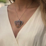 Large Shell Pendant, Mother of Pearl, Statement Pendant, Bohemian Pendant, Rainbow, Natural Pendant, Ocean Pendant, Solid Silver Pendant