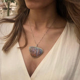 Large Shell Pendant, Mother of Pearl, Statement Pendant, Bohemian Pendant, Rainbow, Natural Pendant, Ocean Pendant, Solid Silver Pendant